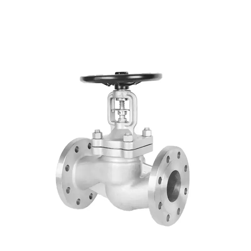 Válvula de Globo de Fole de Aço Inoxidável Padrão Alemão – Vista Lateral Direita