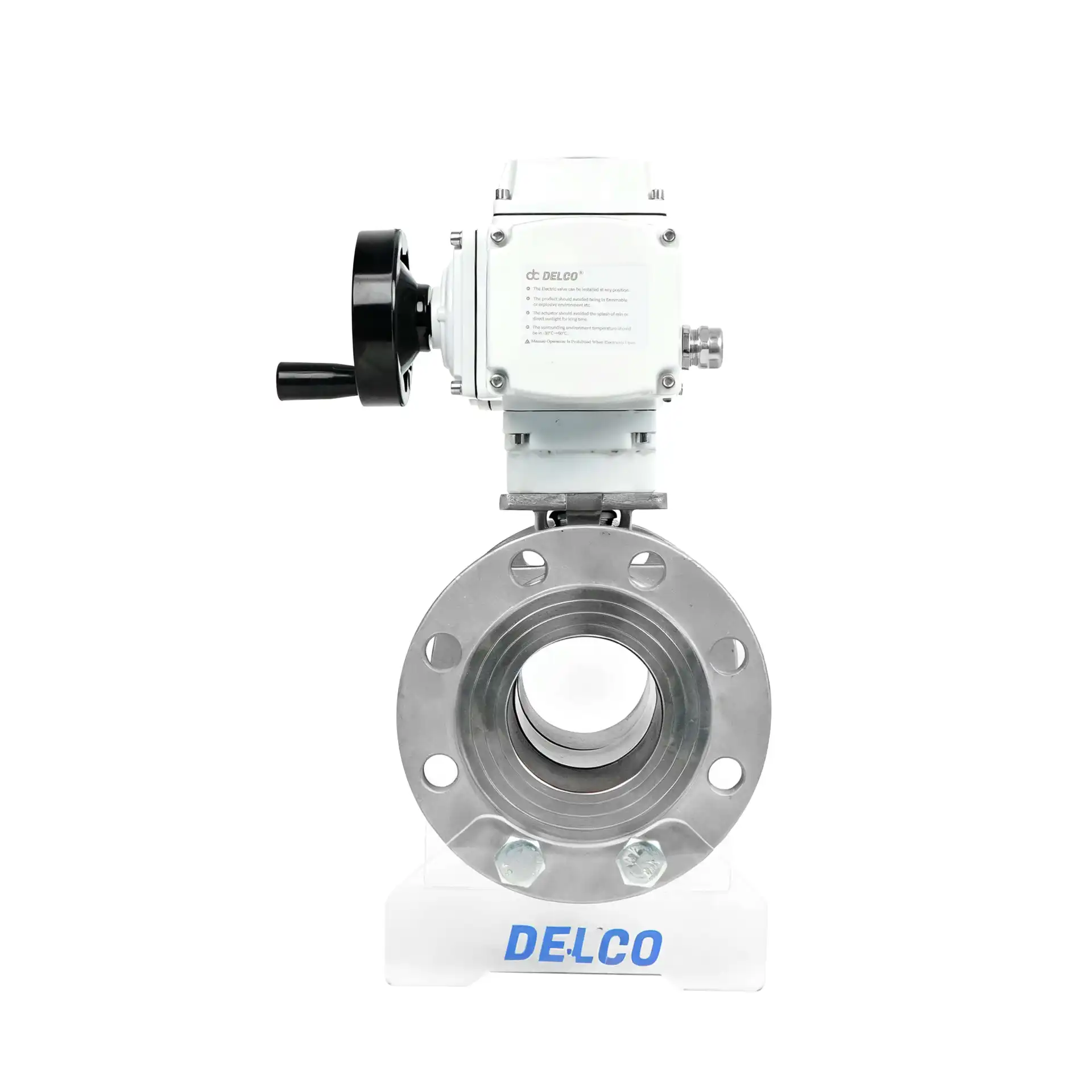 DK55-3PF Válvula de esfera elétrica de aço inoxidável com flange Vista Lateral Direita