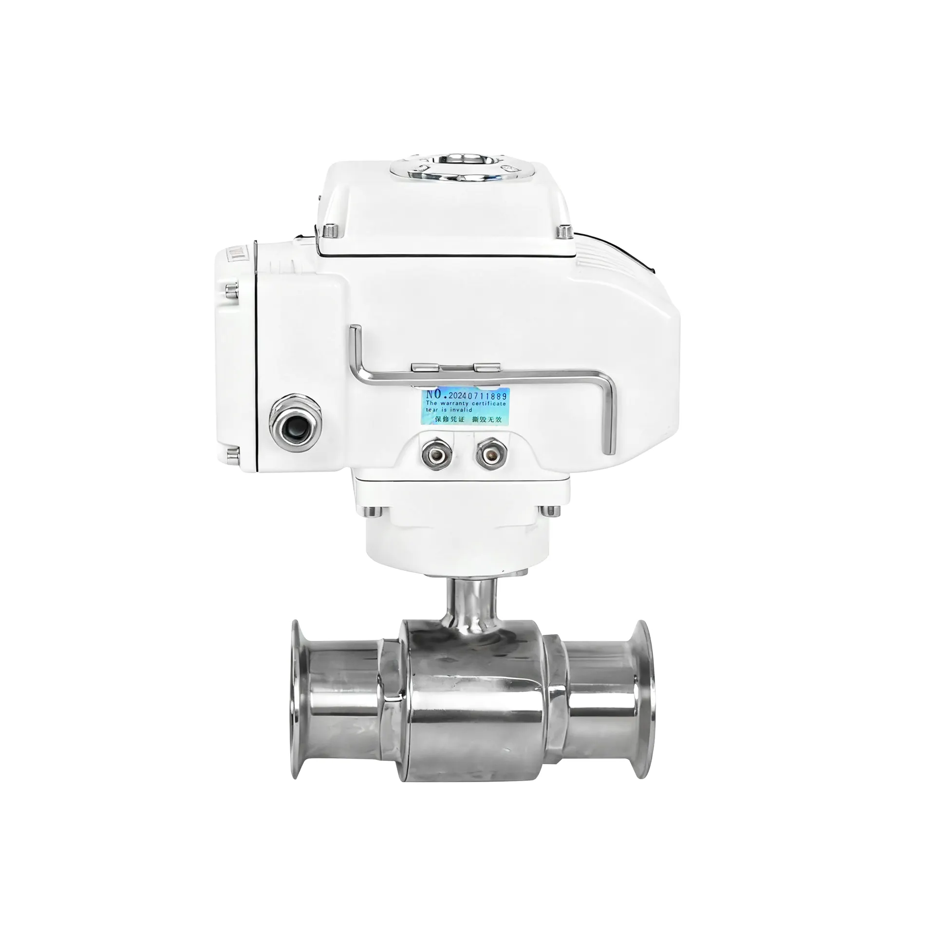 DK55-2WS Válvula de Esfera de Grampo Sanitário Elétrico – Vista Traseira