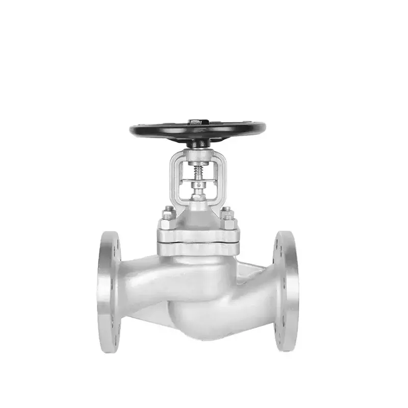 Válvula de Globo de Fole de Aço Inoxidável Padrão Alemão – Vista Frontal