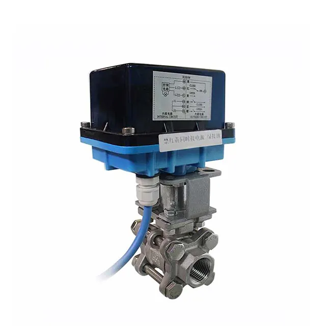 Válvula esfera miniatura à prova de explosão, acionada eletricamente em 3 peças, 2