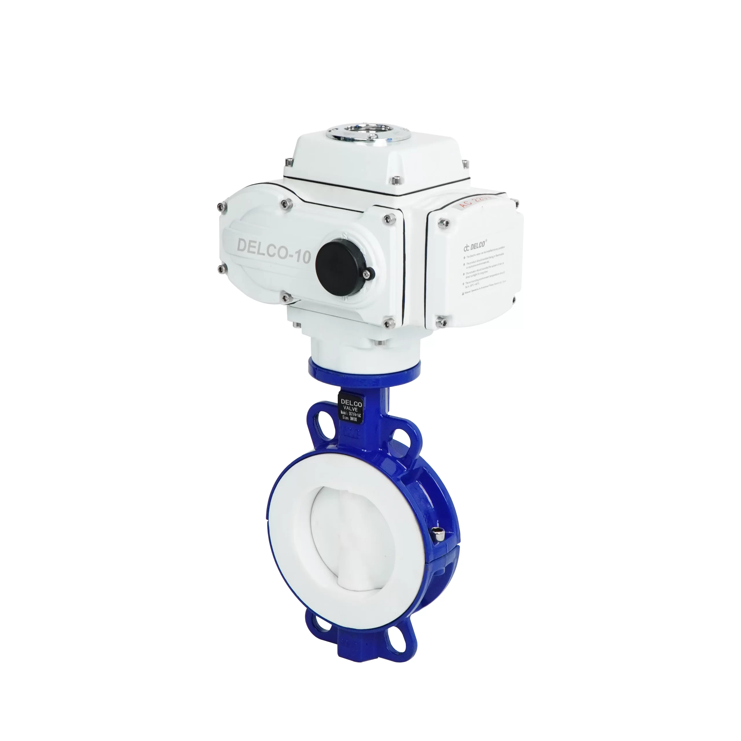 DK56-DC Electric Cast Iron Fluorine-Lined Wafer Butterfly Valve 4