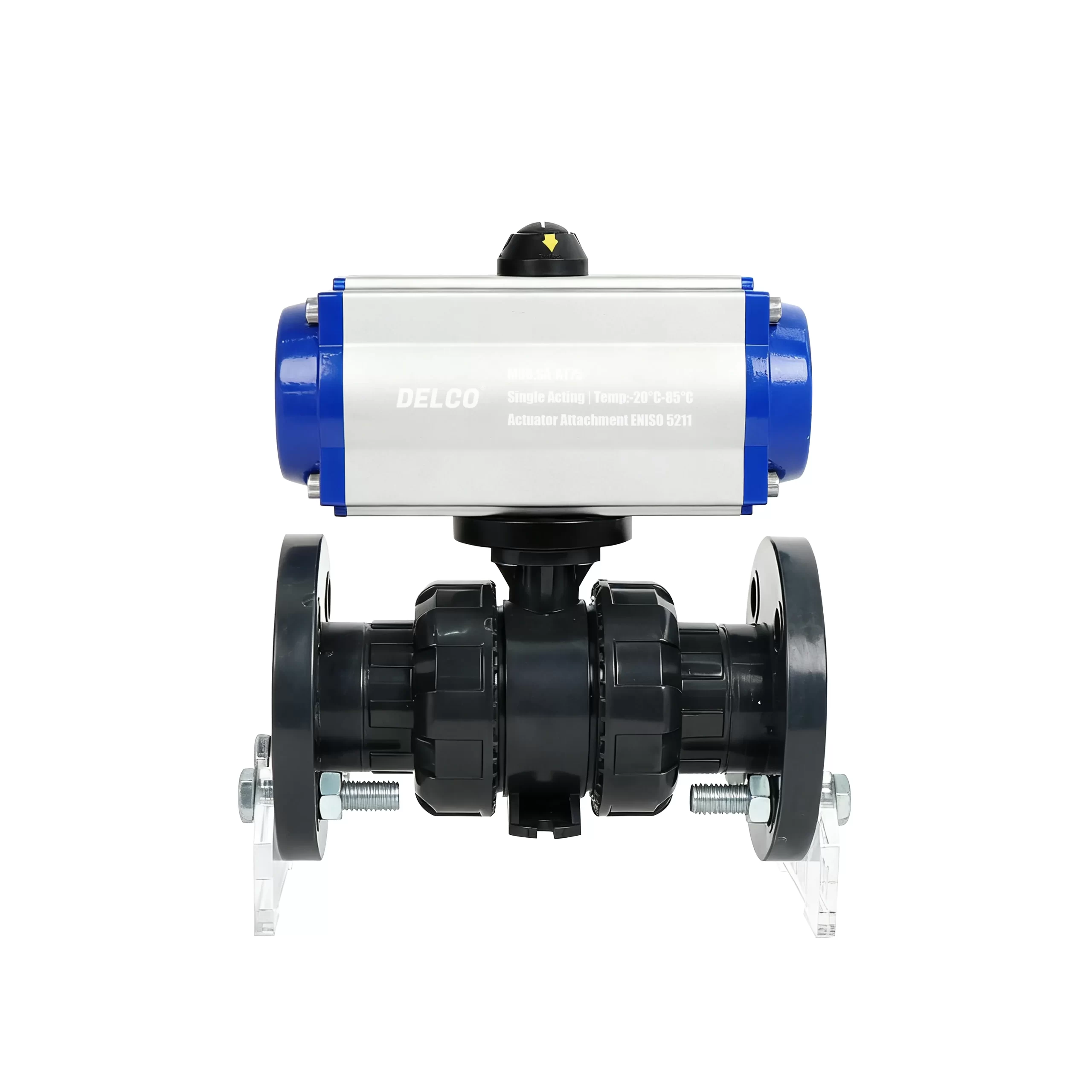 DK66-PVC Pneumatic UPVC Double Union Flange Ball Valve 2