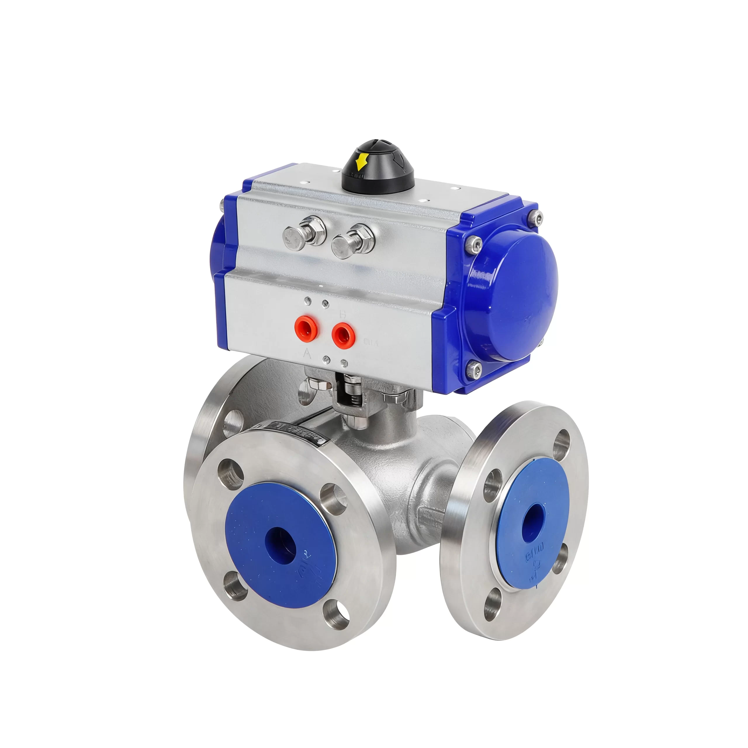 DK66-TF Pneumatic 3-Way Stainless Steel Flanged Ball Valve 4