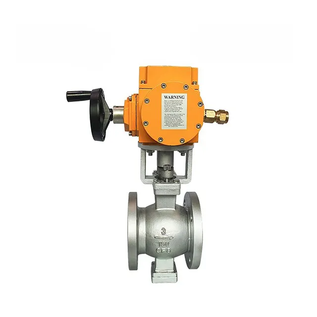 EX-DKV55-VF Válvula de esfera elétrica de aço inoxidável em V com flange de fogo 1