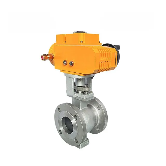 EX-DKV55-VF Válvula de esfera elétrica de aço inoxidável em V com flange de fogo 2