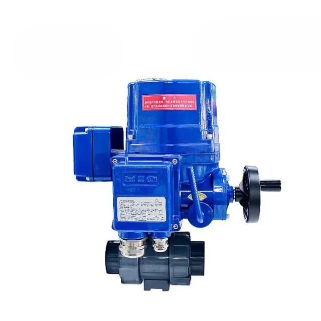 QT-DK55-PL Válvula de esfera dupla união de PVC de duas vias à prova de explosões elétrica 3