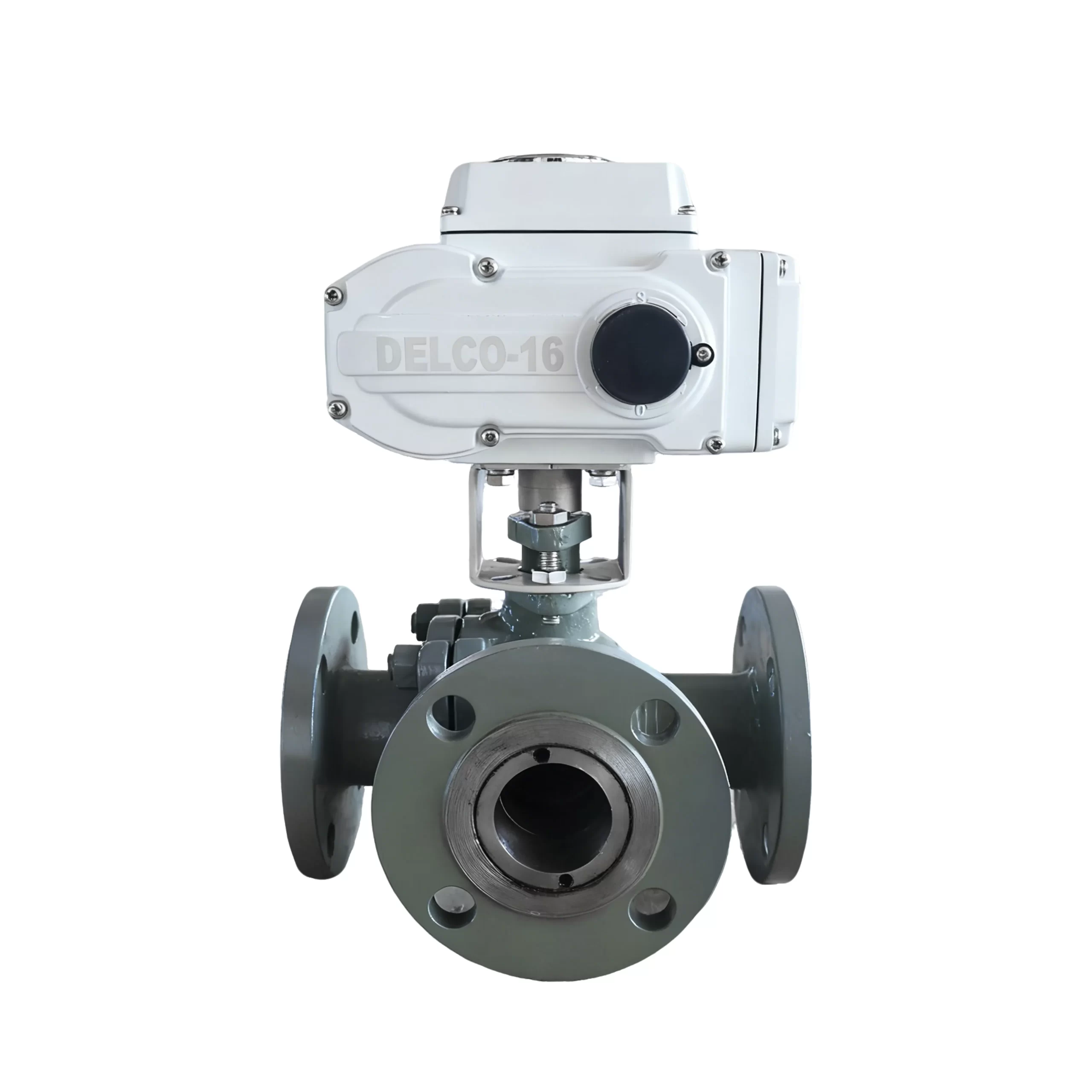 DK55-TFC Electric Three-Way Cast Steel Flange Ball Valve 1