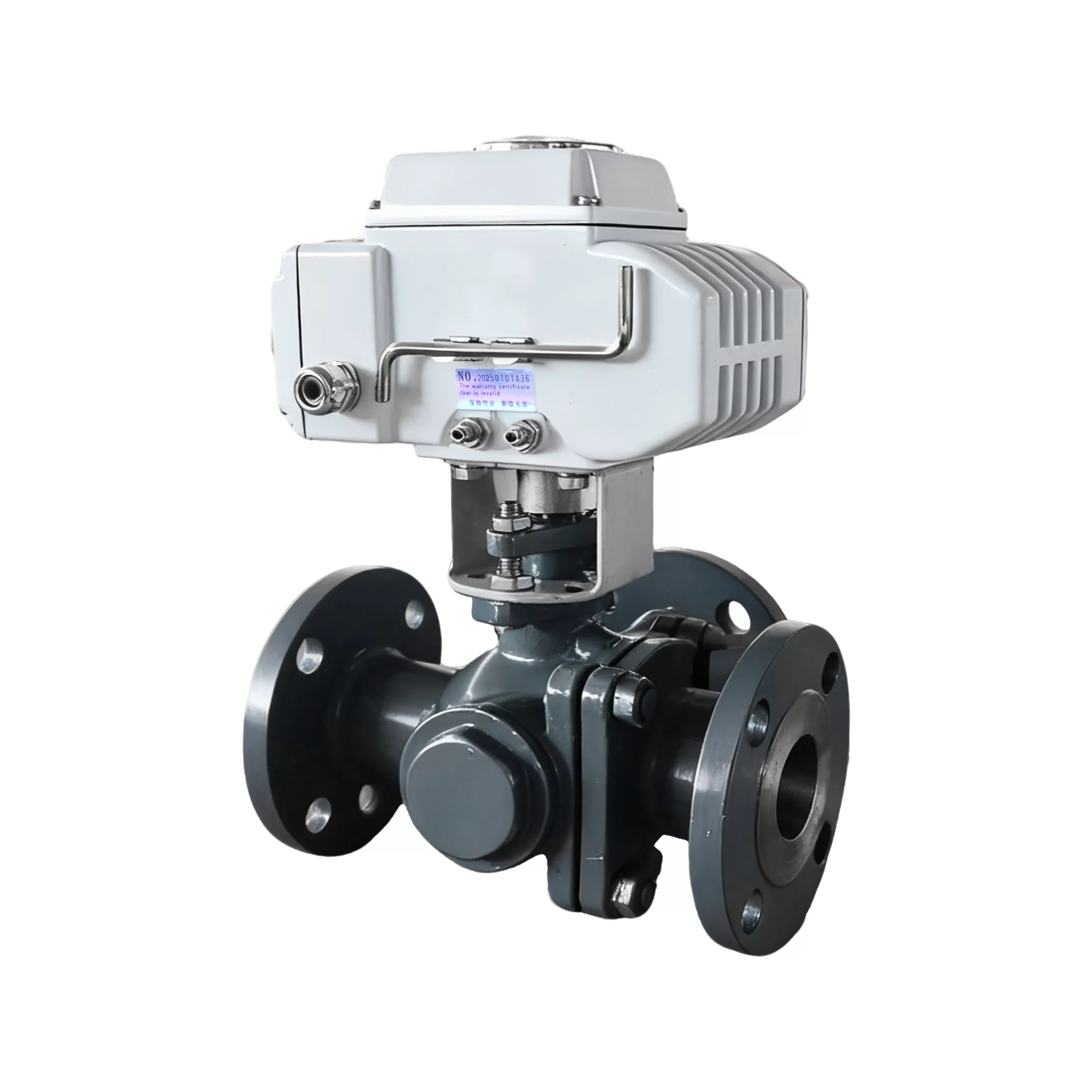 DK55-TFC Electric Three-Way Cast Steel Flange Ball Valve 3