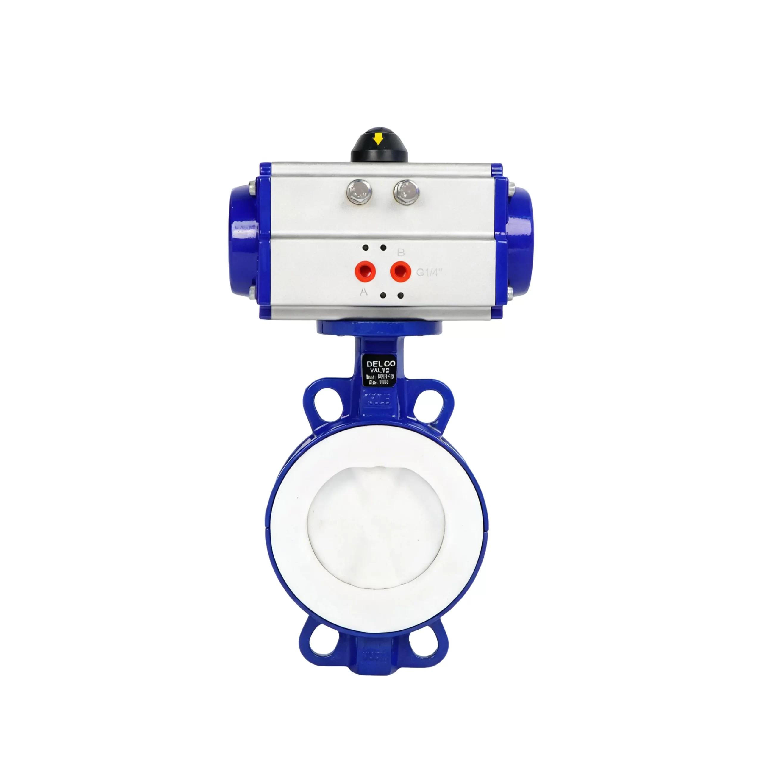 DK67-DC Pneumatic Cast Iron Lined Fluorine Butterfly Valve 4