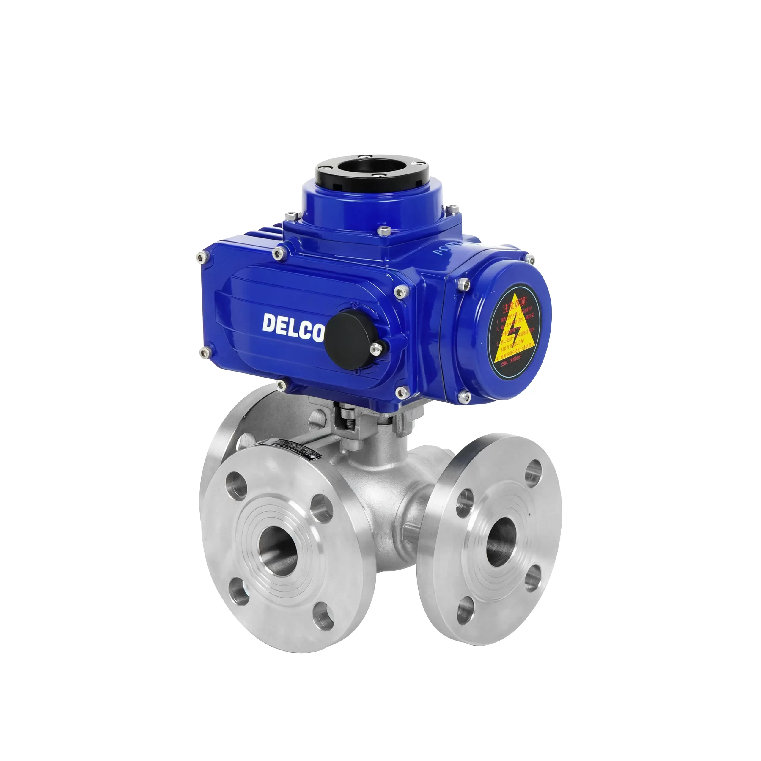 IP67-DK55-TF Electric Three-Way Stainless Steel Flanged Ball Valve 2