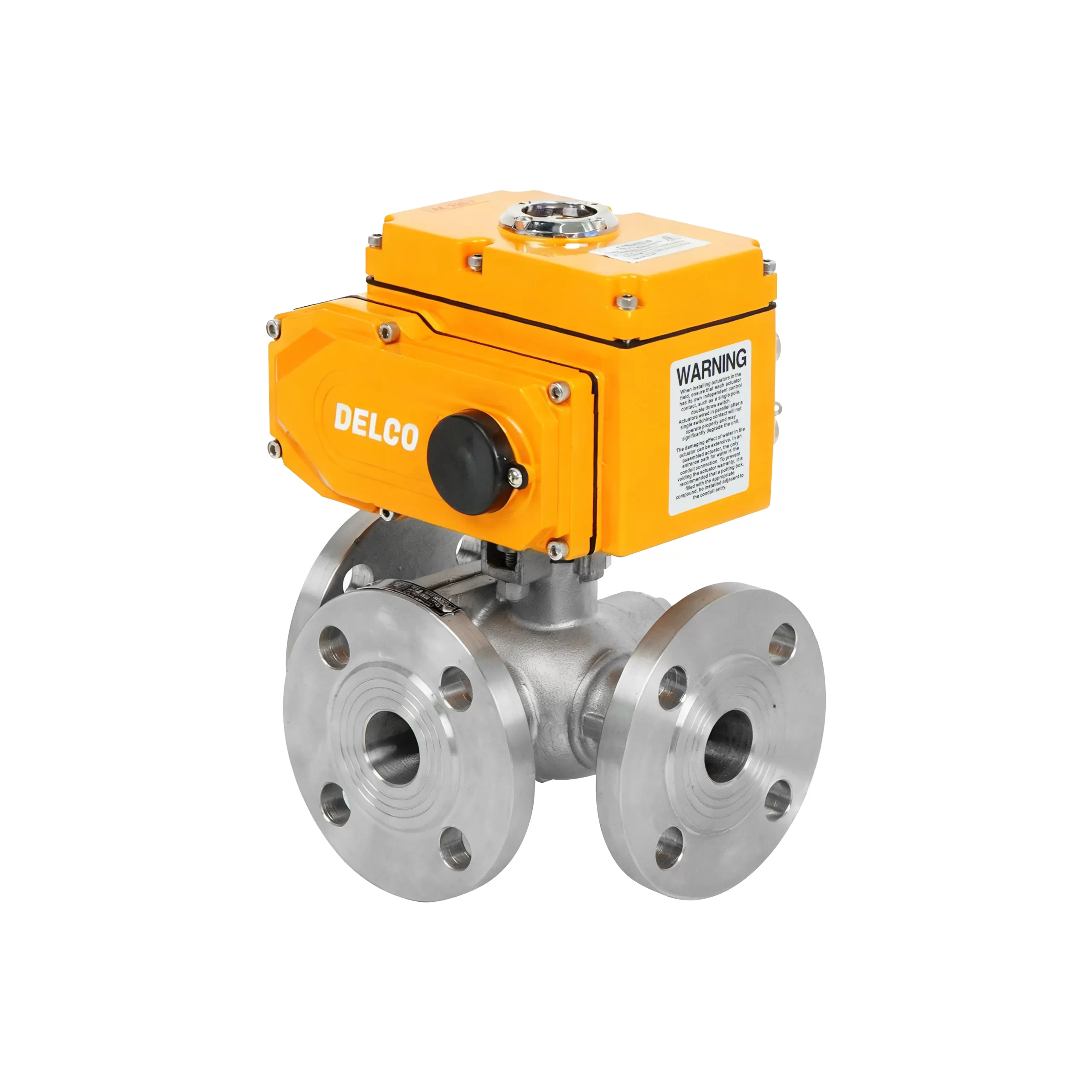 IP67-DK55-TF Electric Three-Way Stainless Steel Flanged Ball Valve 6