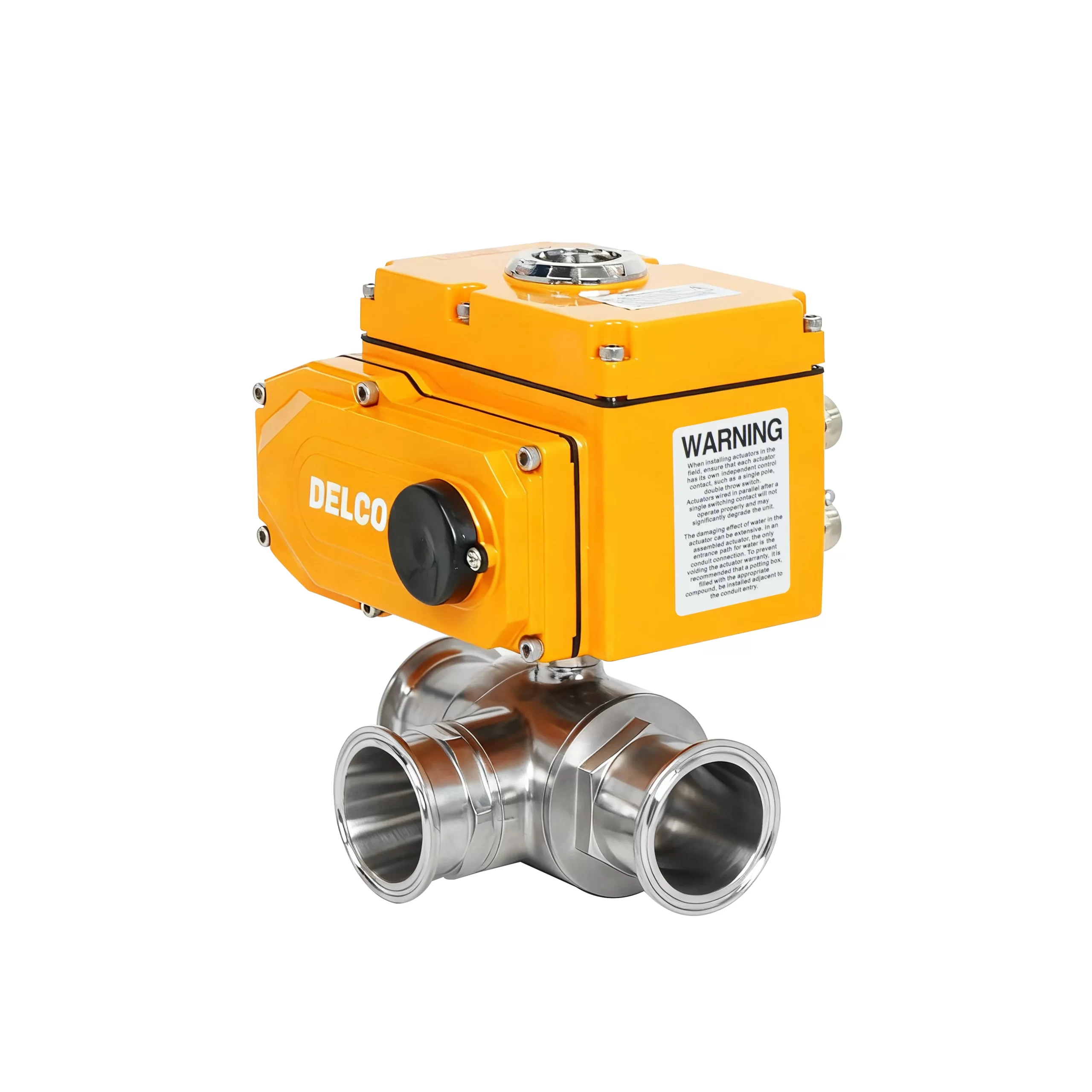 IP67-DKS55-3WS Electric Three-Way Sanitary Clamp Ball Valve 6